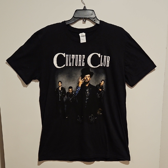 Gildan Tops - Culture Club Boy George World Tour 2016 Black Dhort Sleeve Concert Tee Lg Gildan